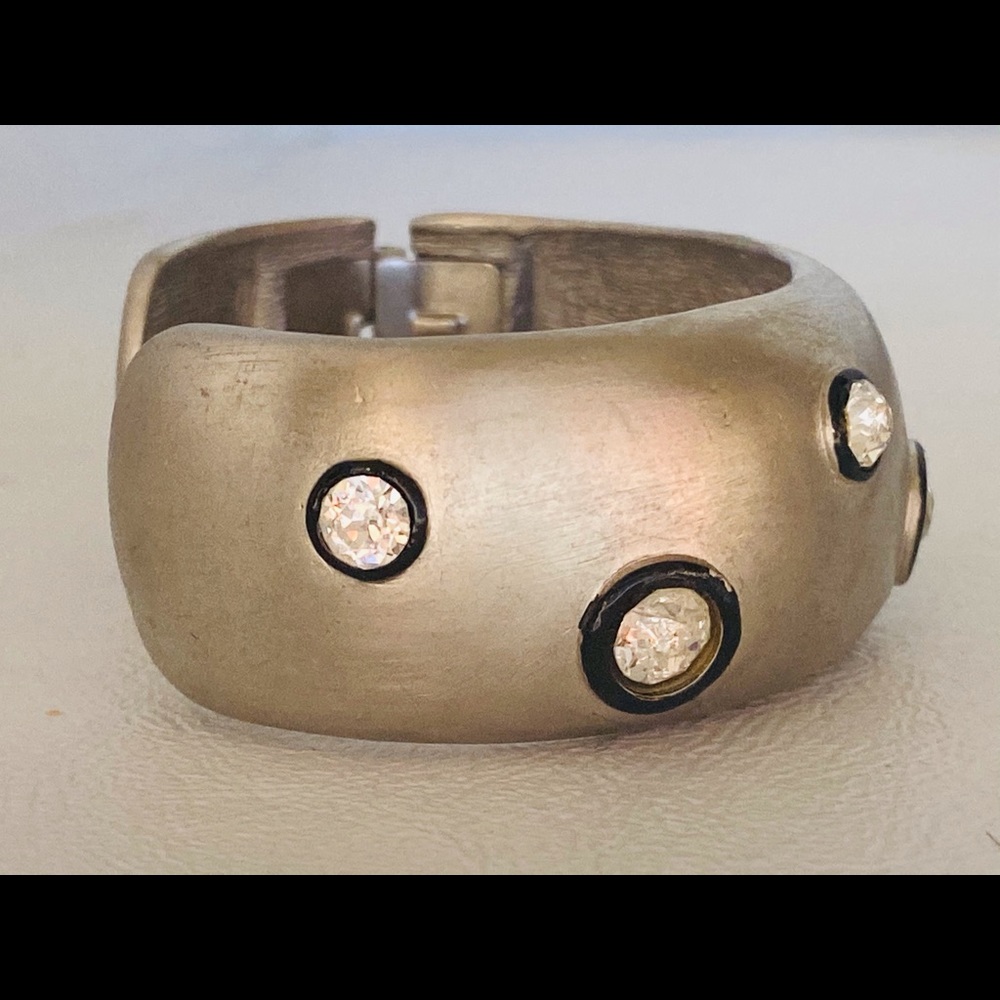 Vintage Kenneth Jay Lane Hinged Rhinestone Bracel… - image 4